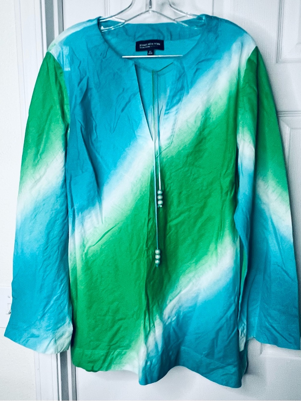 Jones New York signature Sz 2X Green/Teal 100% Cotton Tie-Dye Women’s Tunic